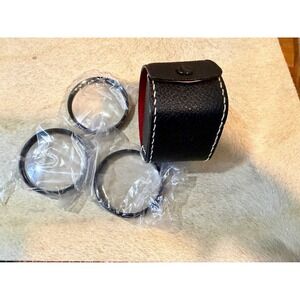Vintage Soligor Camera Lens Filter Set Japan Black 50mm +1-3 Case Red Interior